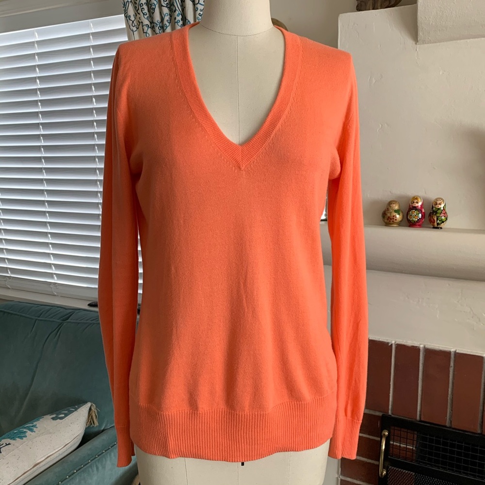 J.Crew V- neck Sweater Orange Tart Small